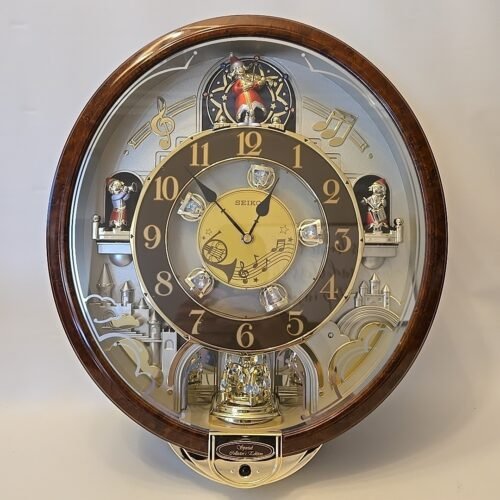 SEIKO Musical Motion Christmas Wall Clock Swarovski Crystals Collectors Working