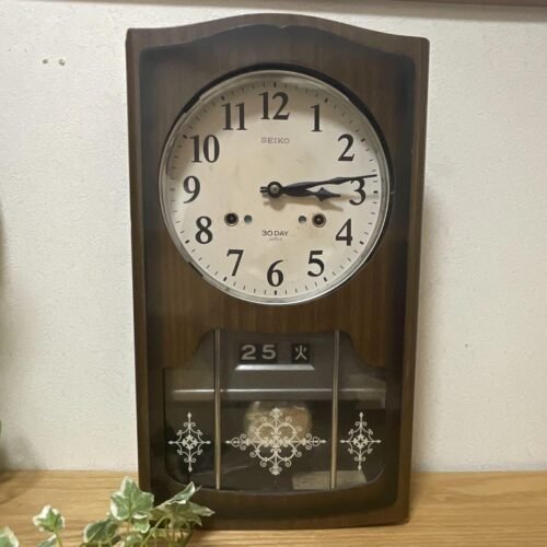 Seiko Pendulum Wall Clock 30-day winding Japan Vintage Seikosha Dates Days Kanji