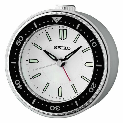 Seiko QHE184J White/Black Alarm Clock Watch Sobremesa