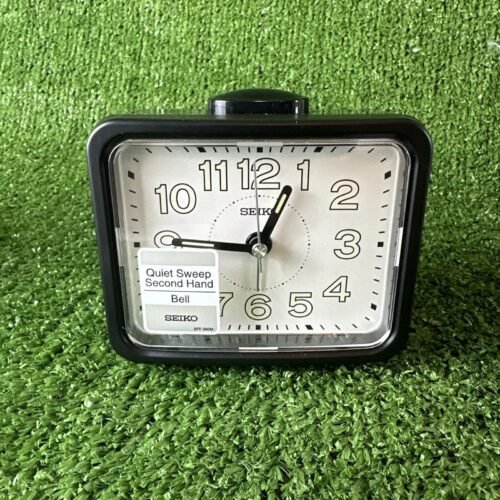 Seiko QHK061KLH Akarui Classic Black 4.3 x 3.4 Inch Acrylic Bedside
