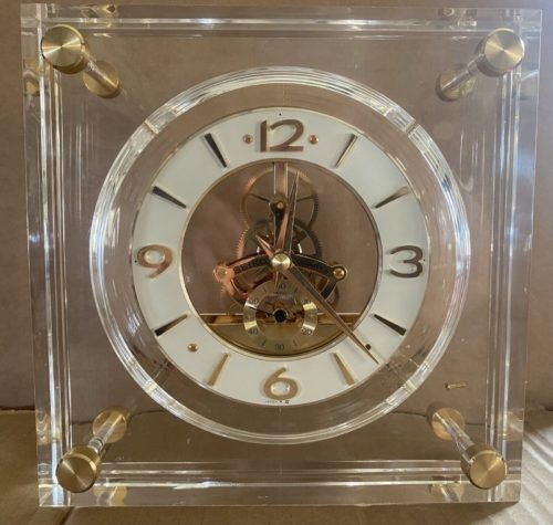 SEIKO QUARTZ SKELETON Clock Clear Lucite Case Japan QAW105G Cal. 12401 WORKING