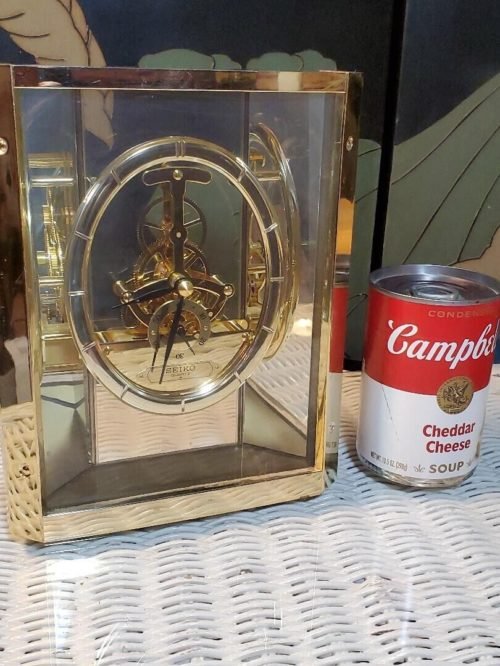 Seiko Quartz Skeleton Mantle Desk Table Clock QAW110 G Working VTG