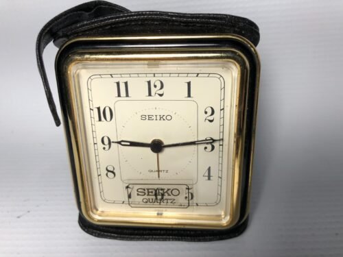 Seiko Quartz Travel Wallet Alarm Clock Works Seikosha Co Japan