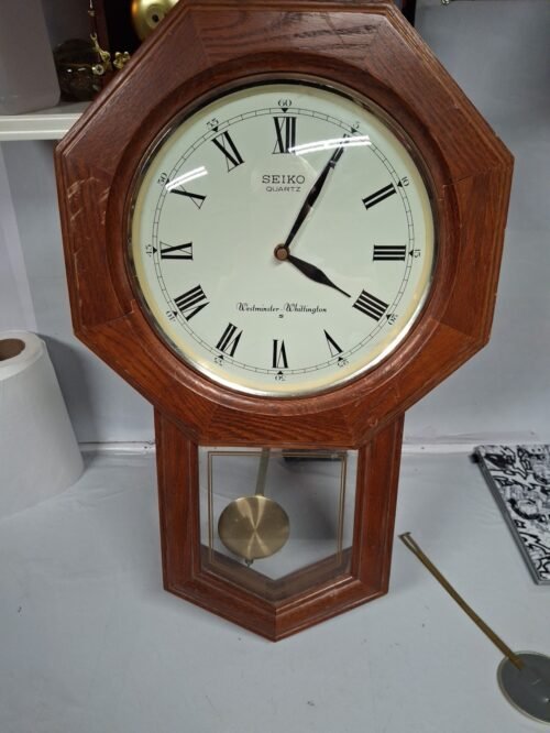 Seiko Quartz Westminster Whittington Brown Oak Chime Pendulum Wall Clock Tested