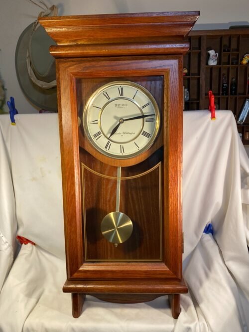 Seiko Quartz Westminster Whittington Pendulum Wall Clock Chime Vintage 26.5" T