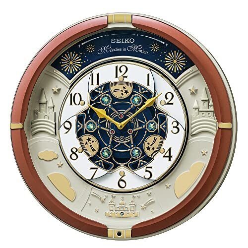 SEIKO RE601B Analog Wall Clock 52 Melody In Motion Song Automation Swarovsk NEW
