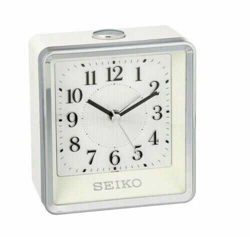 Seiko Rooney Bedside Alarm Clock with Silent Sweep Hand. QHE142WLH