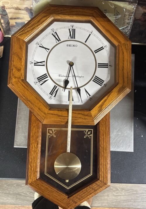 Seiko Schoolhouse Pendulum Wall Clock - Dark Brown (QXH110BLH)