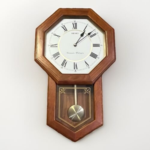 Seiko Schoolhouse Pendulum Wall Clock - Dark Brown (QXH110BLH) Tested & Works