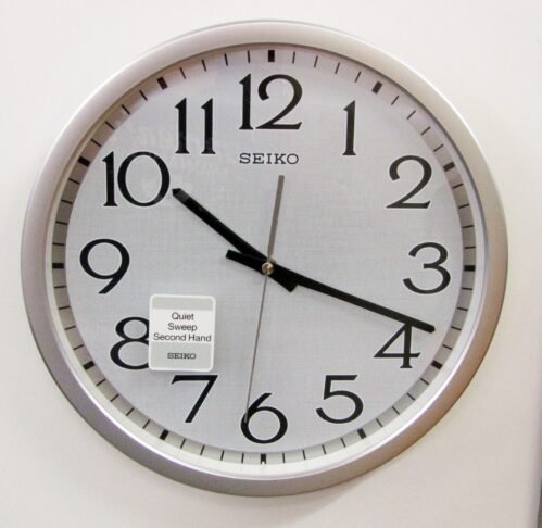 SEIKO SILVER-TONE METALLIC CASE WALL CLOCK 12.25" WITH QUIET SWEEP QXA711SLH