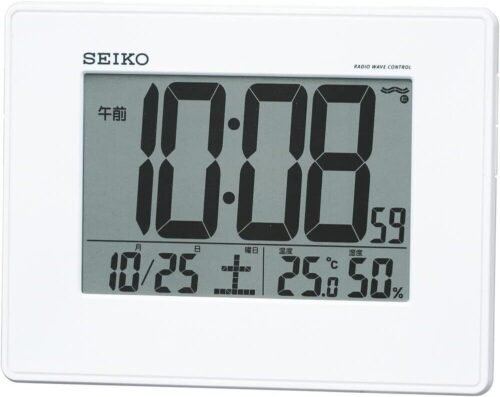 SEIKO Table Desk Alarm clock SQ770W White Calender Temperature Celsius Humidity