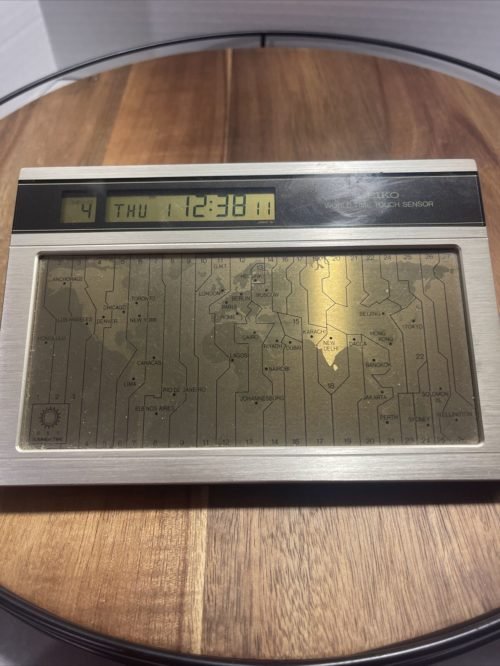 Seiko Vintage World Time Touch Sensor Desk Clock Tested And Working.(B7)