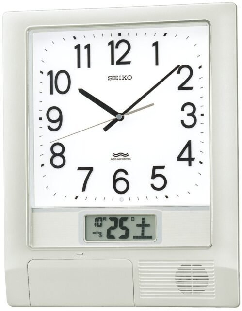Seiko Wall Clock Office Chime Program Date Calendar Radio Wave Design