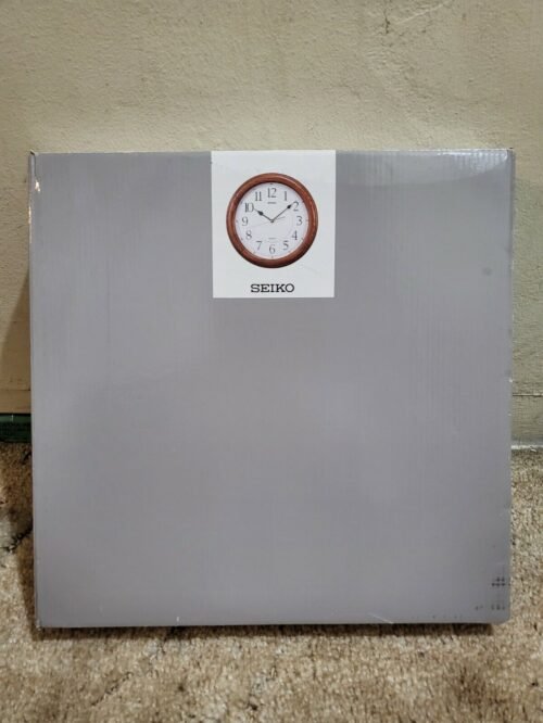 Seiko Wall Clock Quiet Sweep Second Hand Dark Brown Solid Oak Case