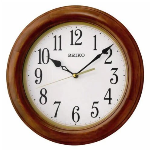 Seiko Wall Clock Wood Frame Round 11.5 in Analog Quiet Sweep Second Hand Classic