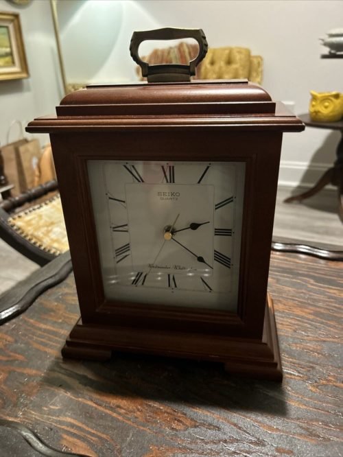 Seiko Westminster-Whittington Carriage Mantel Brown Clock