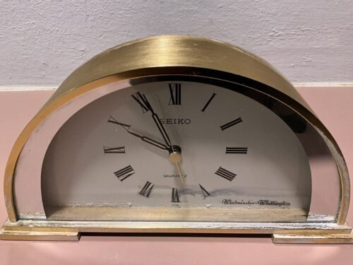 Seiko Westminster-Whittington Mantel Desk Chime Clock Quartz In Working Order