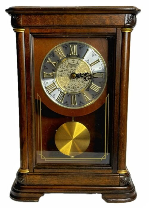 Seiko Westminster & Whittington Chimes Pendulum Mantel Clock QXQ008B