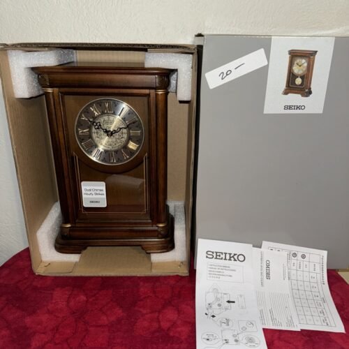 Seiko Wood Westminster Chime Mantel Clock with Pendulum QXQ008B - Imperfect Box