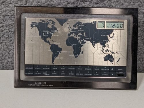 Seiko World Time Clock QEK105k w/ Voice Alarm