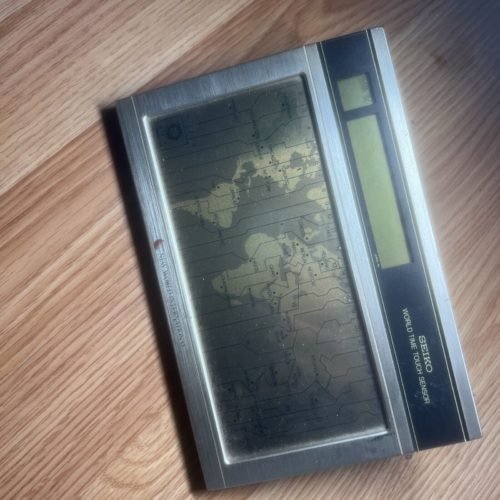 SEIKO World Time Touch Sensor Desk Clock Vintage Gold Tone Mid Century Modern