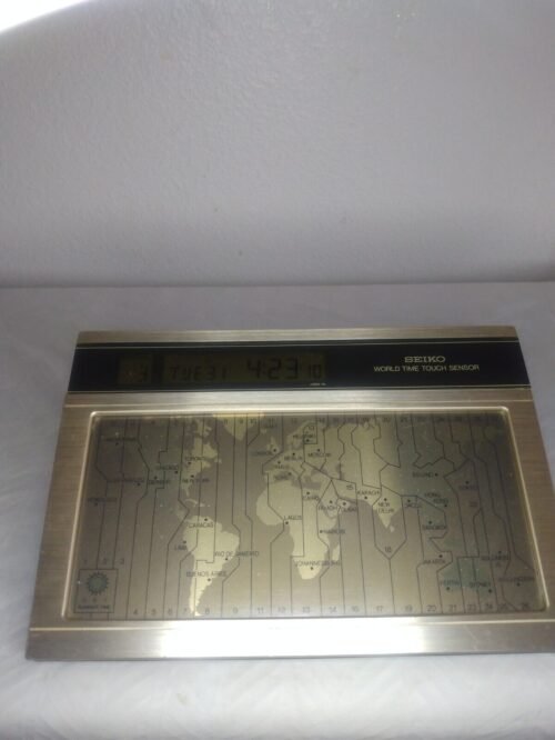 SEIKO World Time Touch Sensor Desk Clock Vintage WORKS W Original Box & Manual
