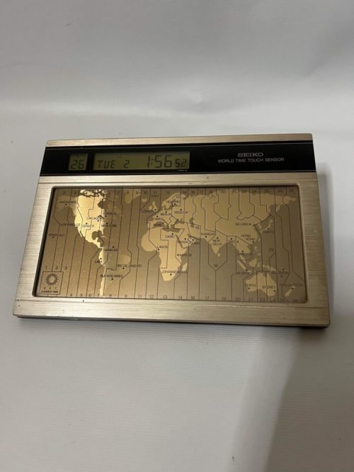 SEIKO World Time Touch Sensor Vintage Desk Clock - Works - JY20 Japan QNS901G