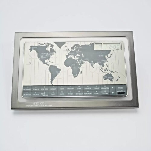 SEIKO World Time Voice Alarm Retro Desk Clock 20 Countries