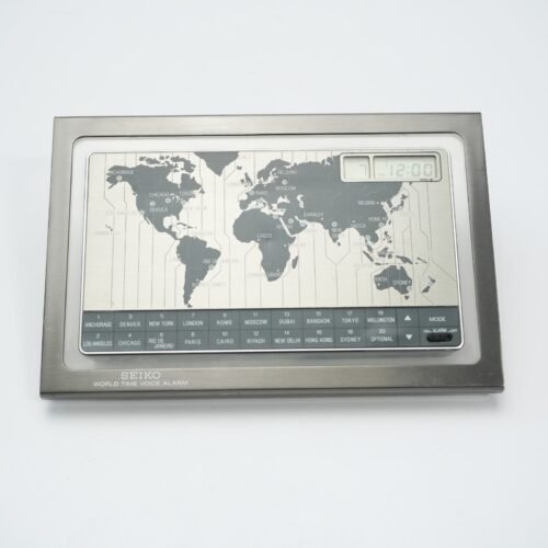 SEIKO World Time Voice Alarm Retro Desk Clock 20 Countries Traveler Gift