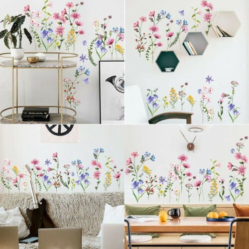 Self-Adhesive Peony Flower Wall Stickers DIY Art Decal Home Decor Removable