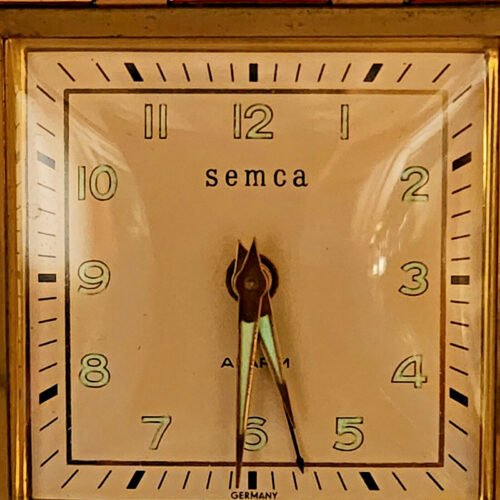 Semca Travel Alarm Clock in Case 1950's Germany-Working