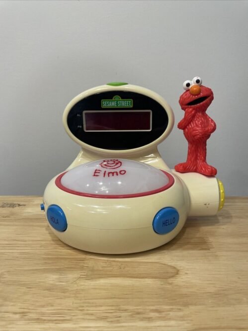 Sesame Street Elmo Alarm Clock Night Light Giggles Vibrates - Fuctional