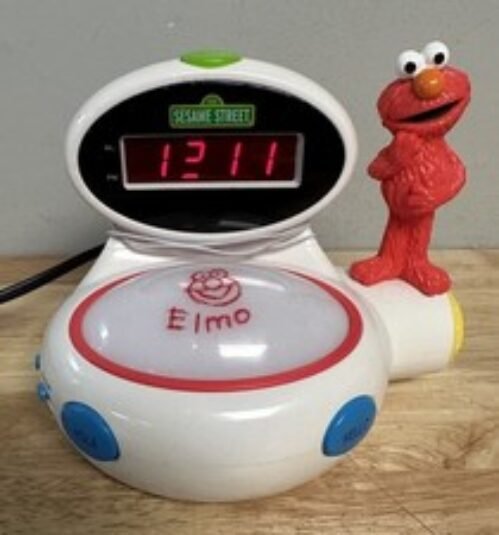 Sesame Street Elmo Alarm Clock Night Light Giggles Vibrates English or Spanish