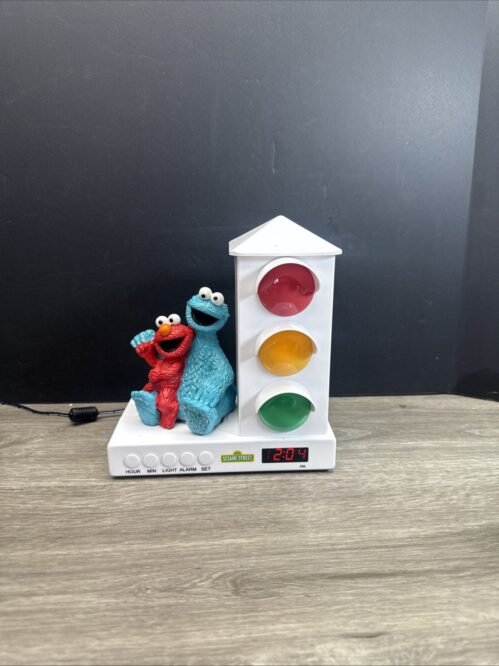 Sesame Street Elmo Cookie Monster Toddler Kid Stop Light Alarm Clock Tested