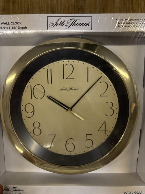 Seth Thomas 11” Wall Clock Black And Gold Arabic Dial AA Battery