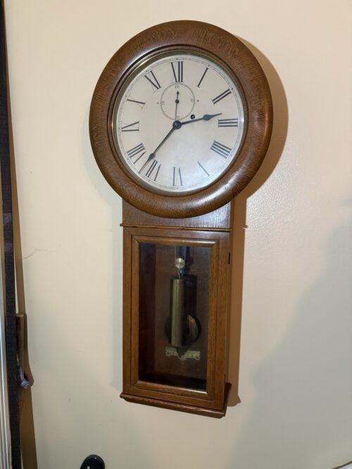 Seth Thomas # 2 Oak Wood Regulator Wall Clock Repro Vintage
