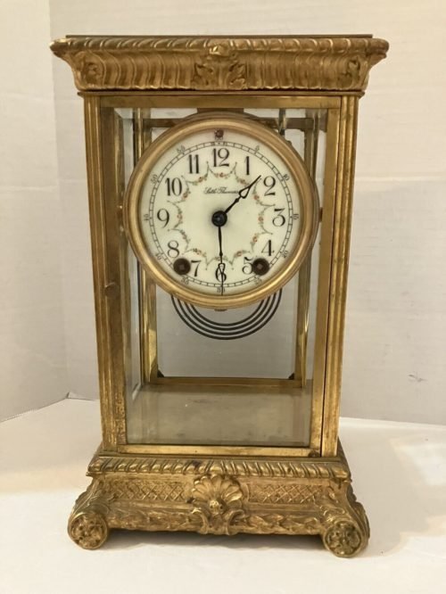 Seth Thomas 48 N Movement Clock/Brass Case/Beveled Glass Panels - Parts Clock
