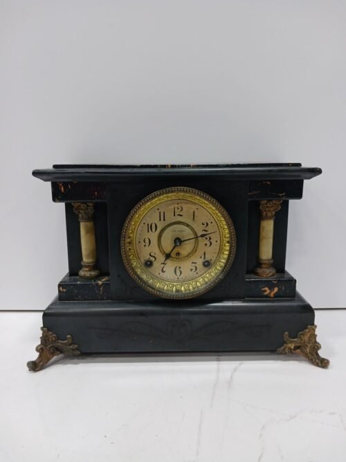 Seth Thomas Black Mechanical Mantel Clock