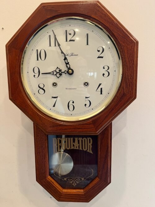 Seth Thomas Qtz Westminster Chime Regulator Pendulum Wall Clock Oak Case