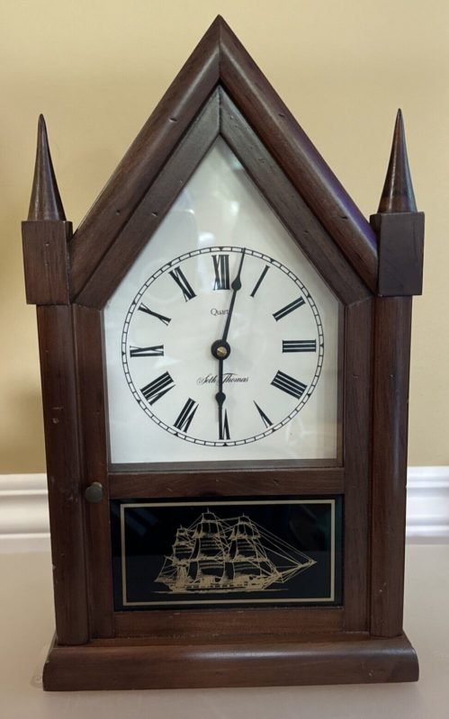 Seth Thomas Steeple Cathedral Mantle Clock Works Great! EUC