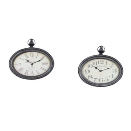 Set of 2 Metal Pocket Watch Style Wall Clocks - Olivia & May