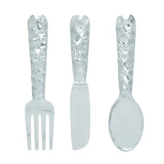 (Set of 3) Artistic Cutlery Metal Silver Spoon and Knife and Fork...