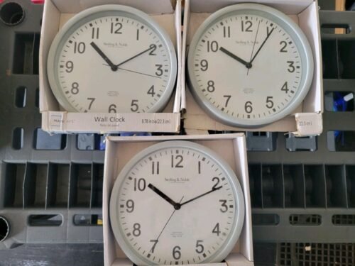 Set Of Three Analog Mainstays Indoor Wall Clocks 8.78in