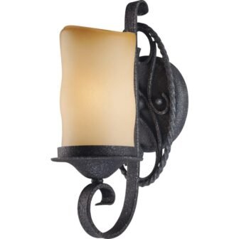 Sevilla 1-Light Indoor Antique Wrought Iron Bath / Vanity Wall Mount Sconce...