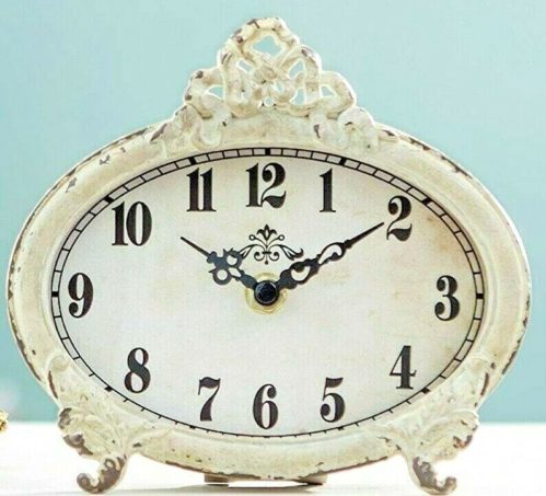 Shabby Chic clock table desk Pewter creative Vintage antiqued home decor featured image
