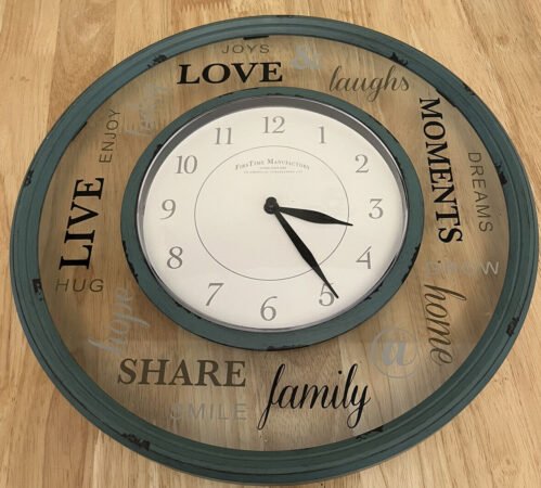 Shabby Chic Farmhouse Wall Clock Green Distressed Time Piece Works Great