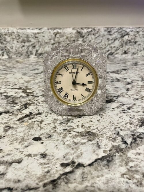 Shannon Irish Crystal Small Desk WORKING Clock Square Quartz Movement 3.5"