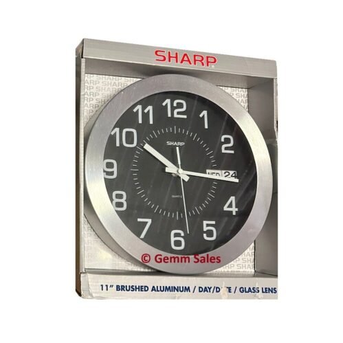 Sharp 11” Wall Clock with Brushed Aluminum Case