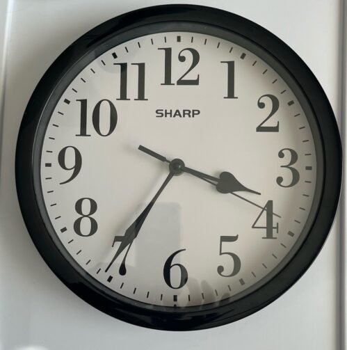 SHARP Analog Wall Clock – Black Frame 9 Inch Quartz
