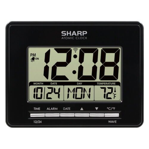 SHARP Digital Atomic Clock with Accurate Date and Temperature Display New